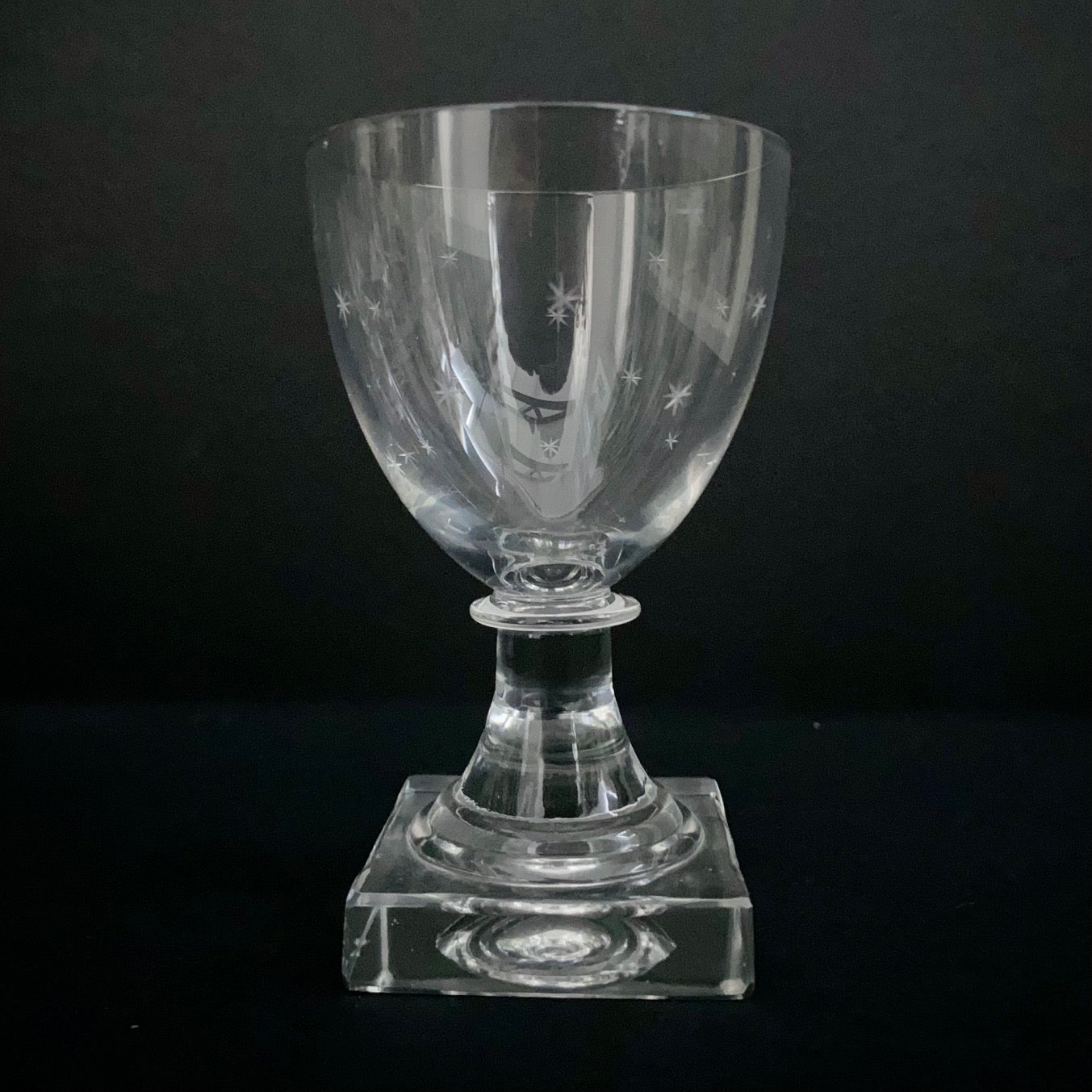 Set 9 Victorian Crystal Sweet Wine Glasses Etched with Stars