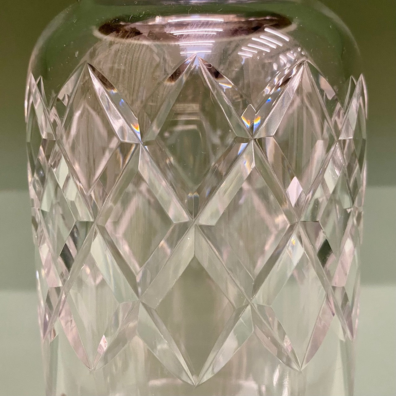 VINTAGE LARGE CUT GLASS & CHROME COCKTAIL SHAKER