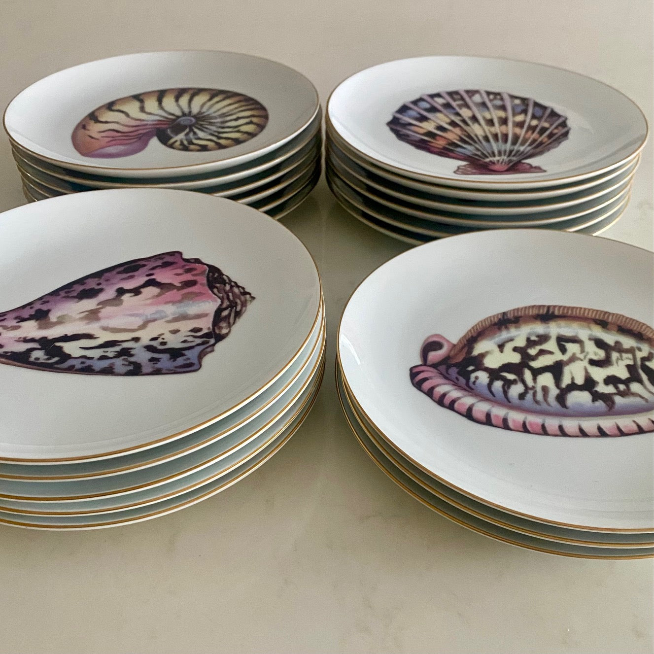 Set 20 Fitz & Floyd Du Mer Seashell Pattern Porcelain Side Plates F183