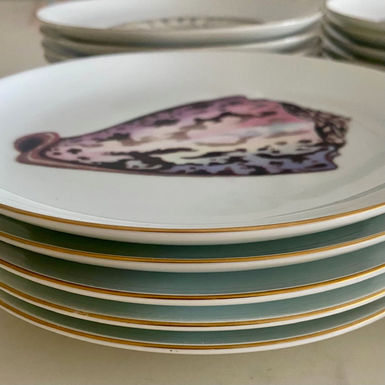 Set 20 Fitz & Floyd Du Mer Seashell Pattern Porcelain Side Plates F183