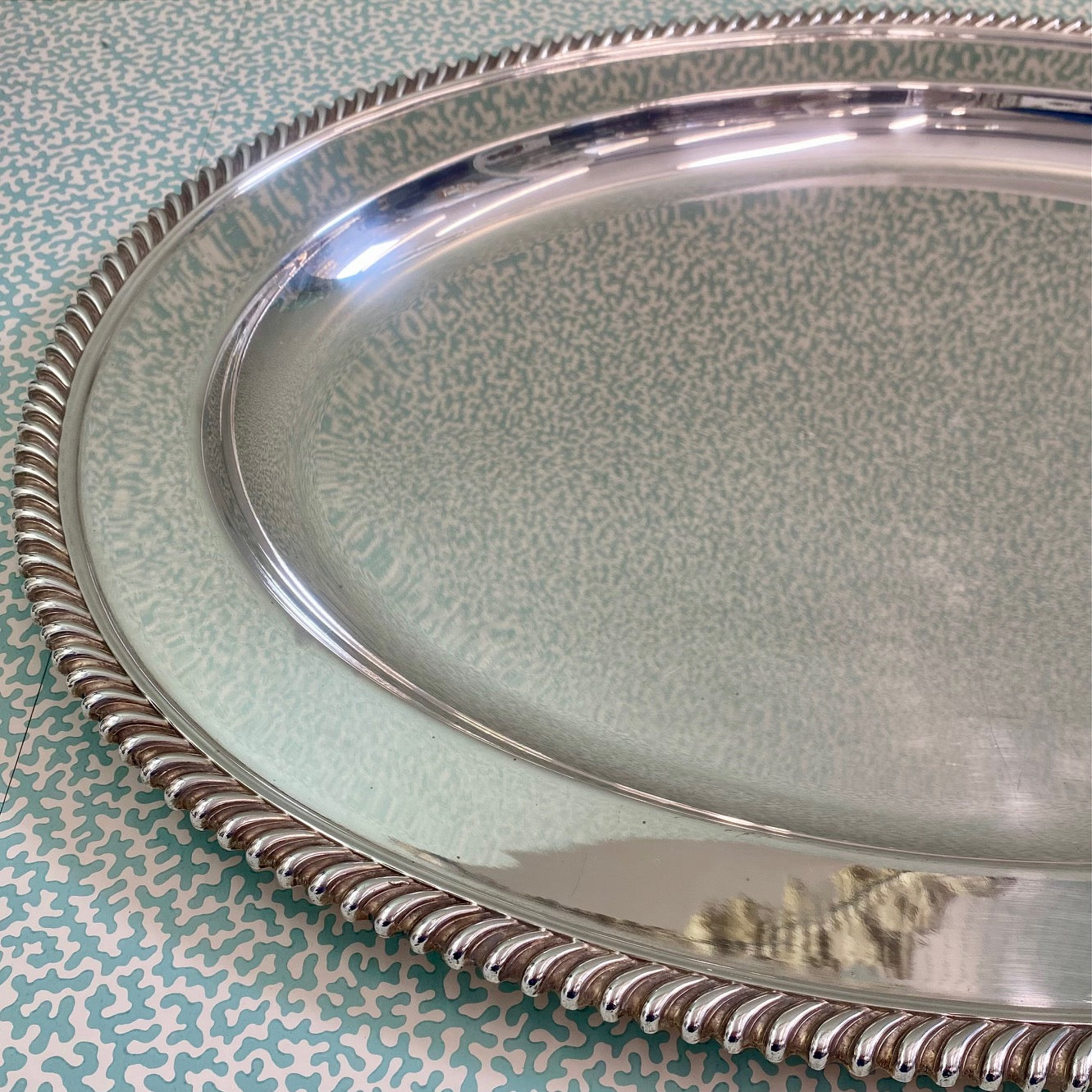 HUGE Oval Silver Plated Tray  U50