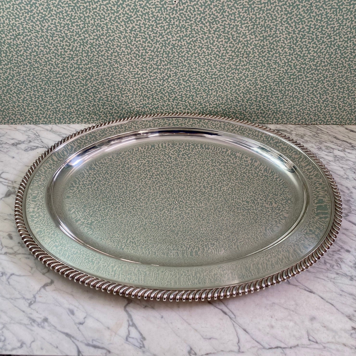 HUGE Oval Silver Plated Tray  U50