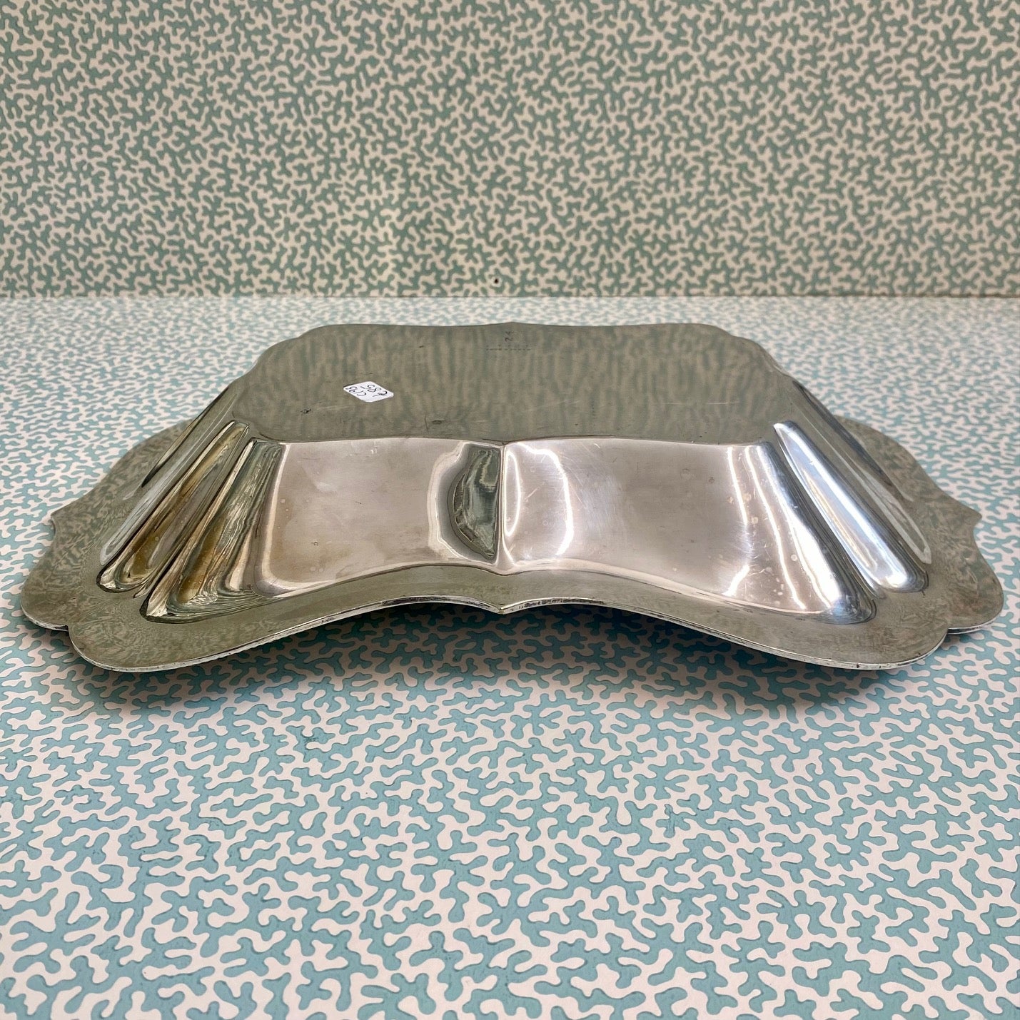 Silver Plate Deep Serving Dish with Beaded Scalloped Edge  C193