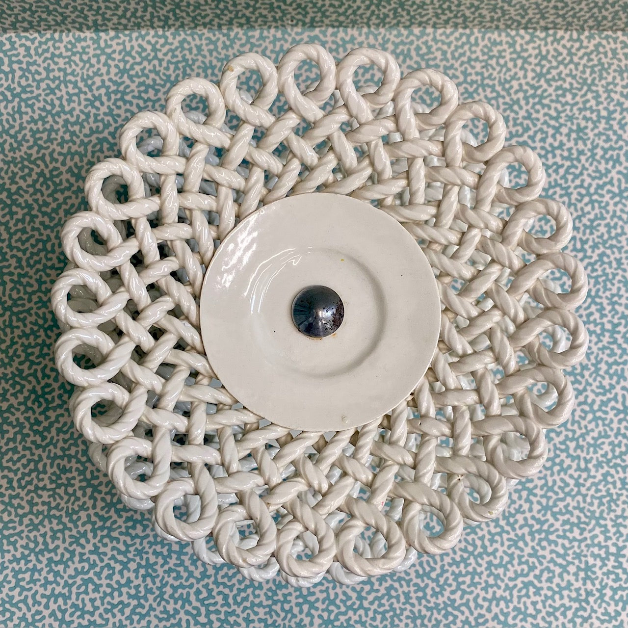 Cream Lattice Rope Pattern Double Cake Stand  C134
