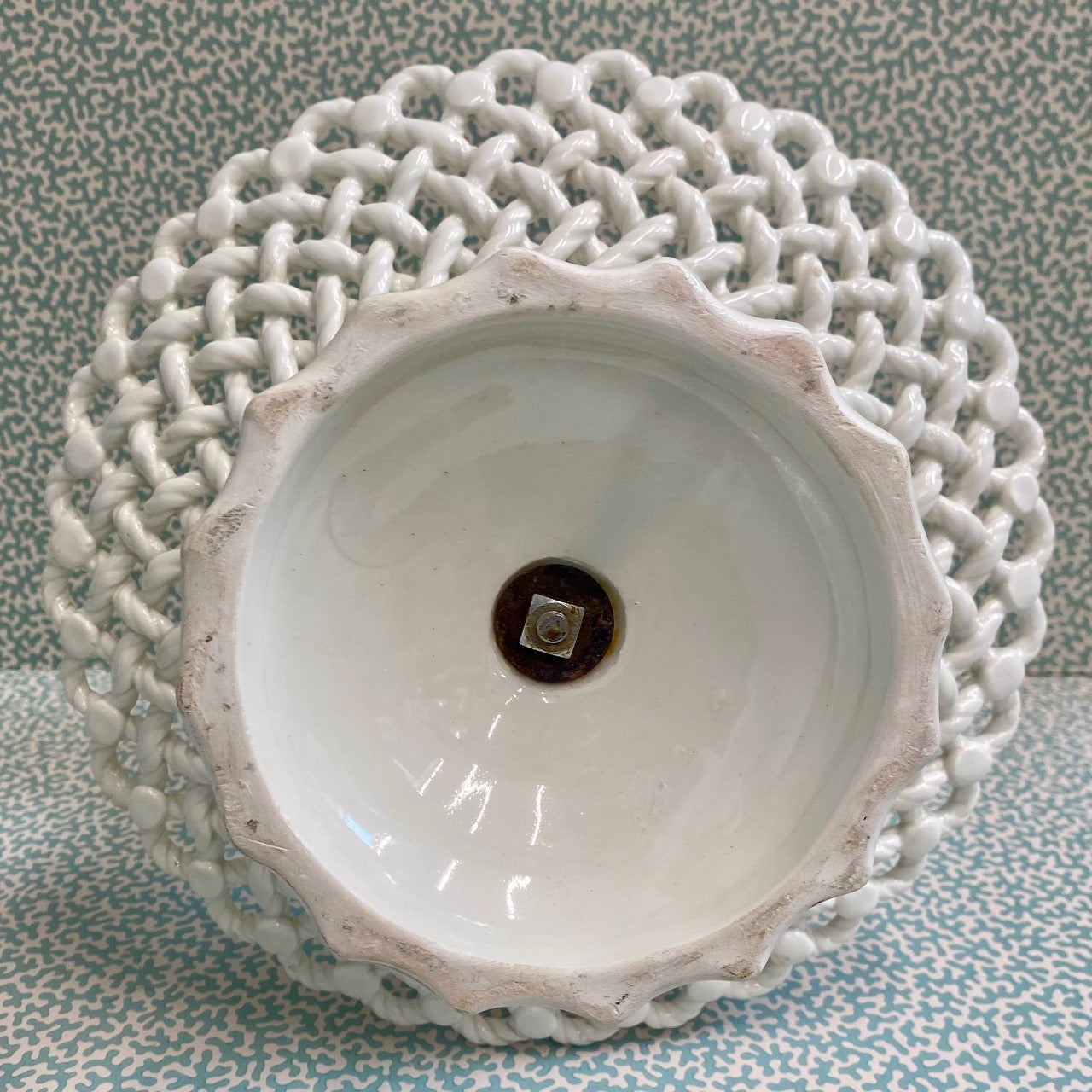 Cream Lattice Rope Pattern Double Cake Stand  C134