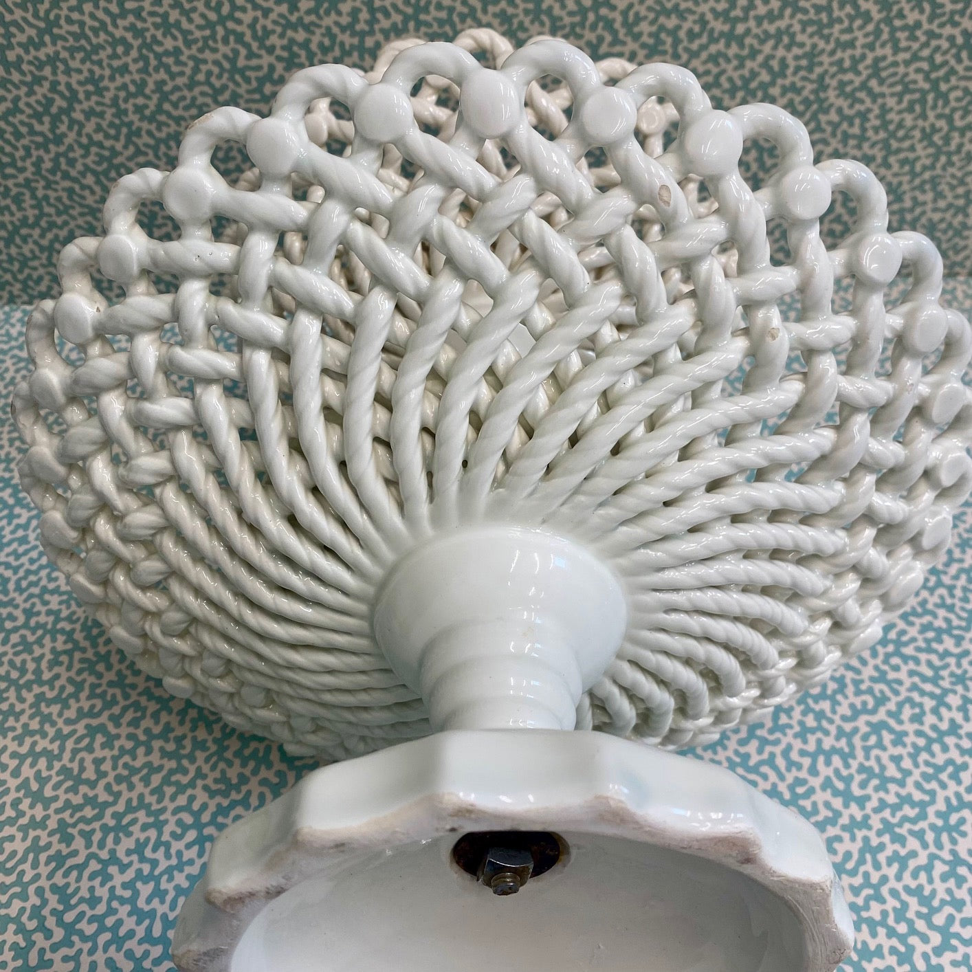 Cream Lattice Rope Pattern Double Cake Stand  C134
