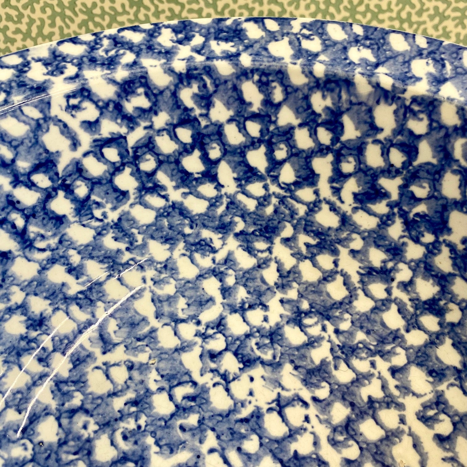 Antique Spongeware Salad Bowl  D172