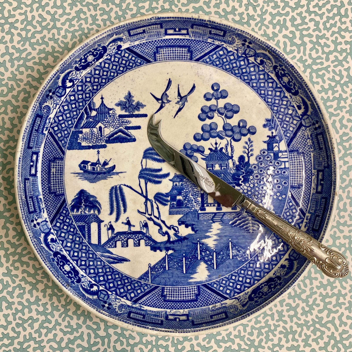 Antique Willow Pattern Cheese Plate G143