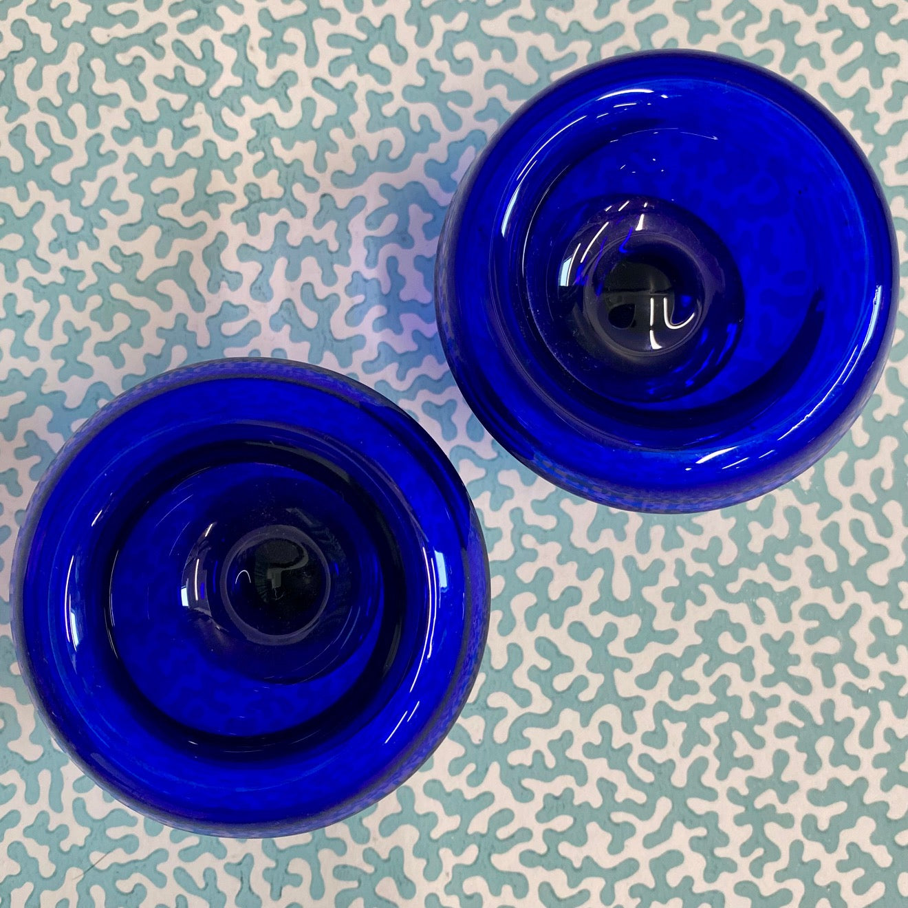 Pair Victorian Bristol Blue Glass Salts  Z59