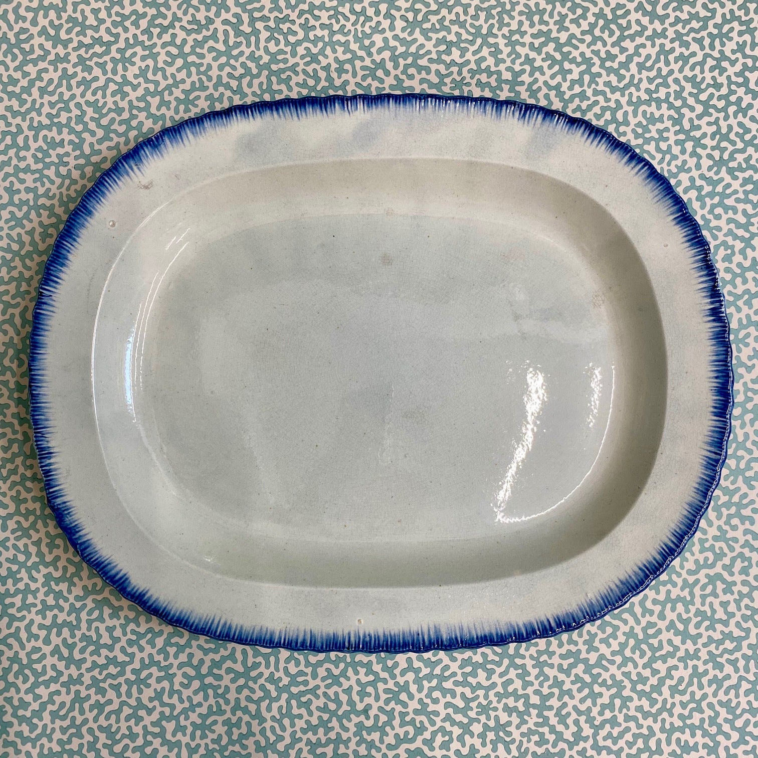 Medium Pearlware Feather Edge Serving Platter Late 18th Century  G139