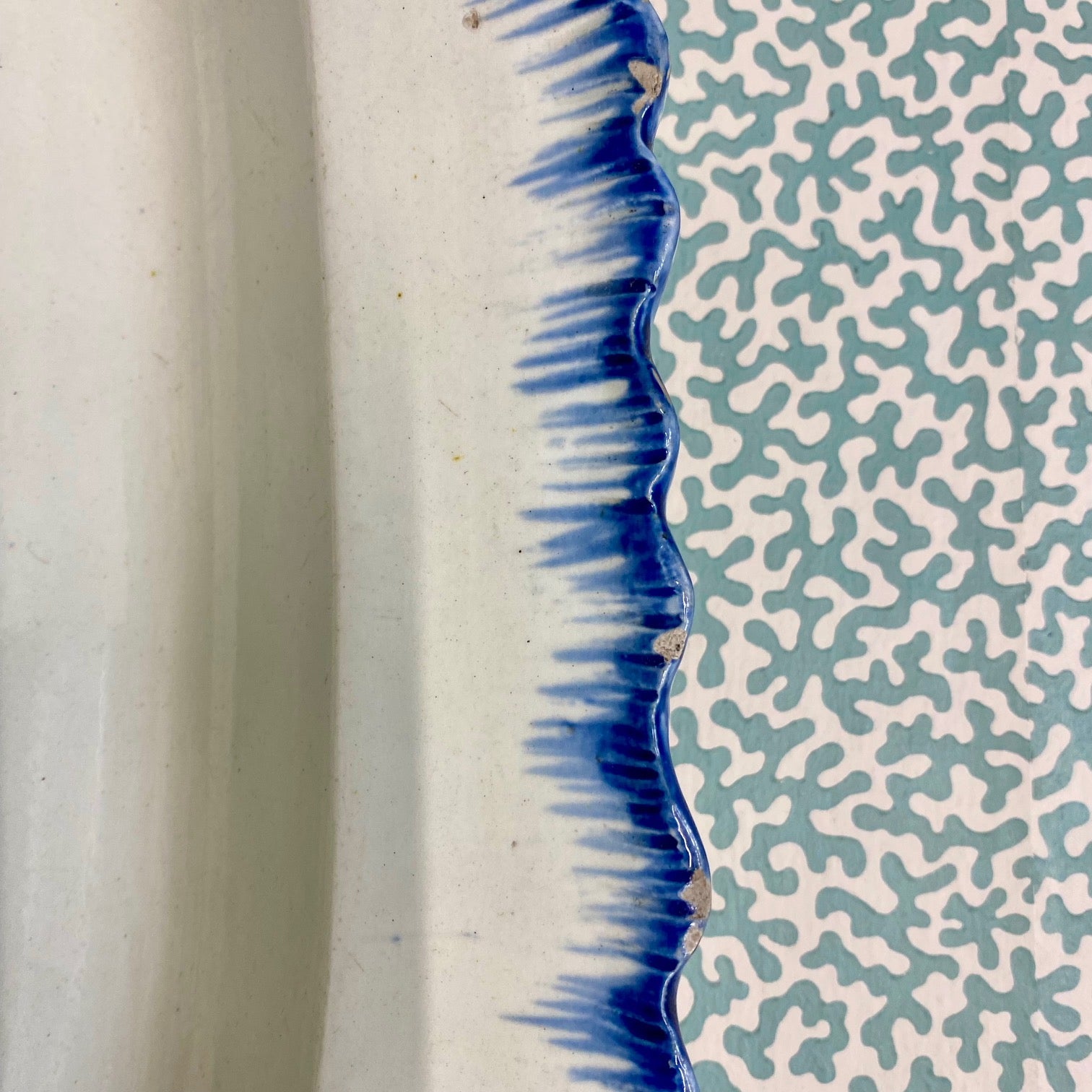 HUGE Pearlware Feather Edge Meat Platter Late 18th Century  G138