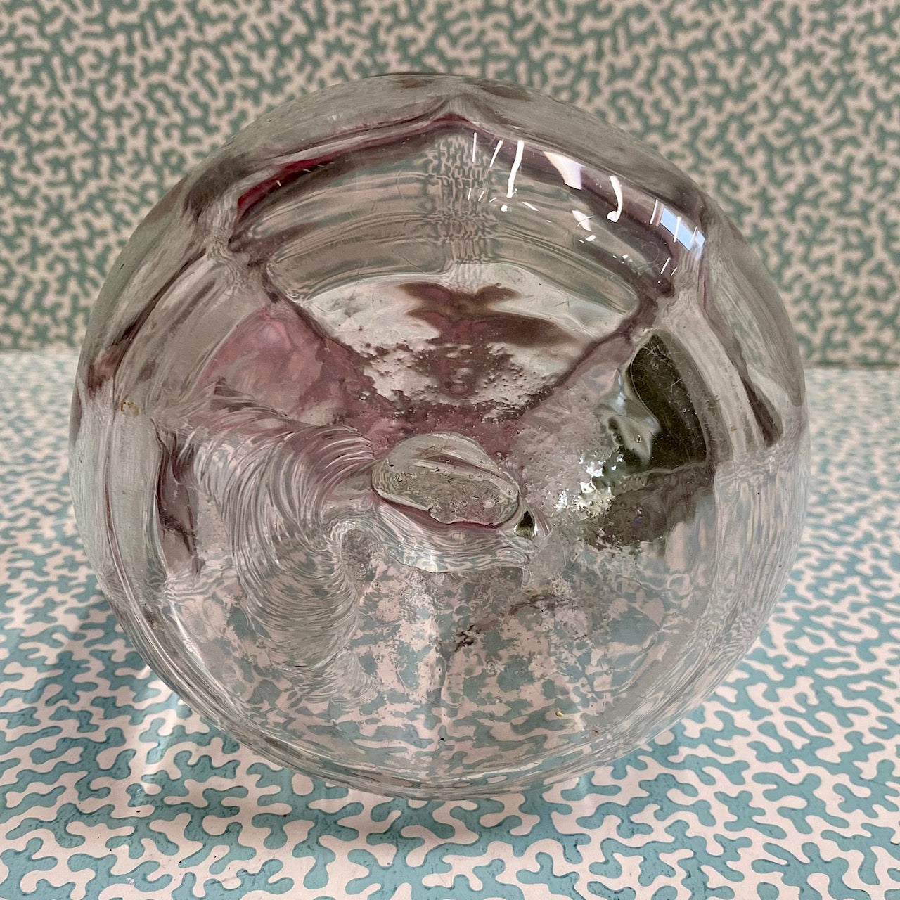 Tinted Cranberry and Clear Glass Jug  S19