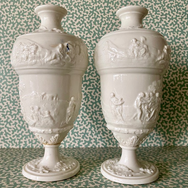 Pair Antique Naples Urn Vases