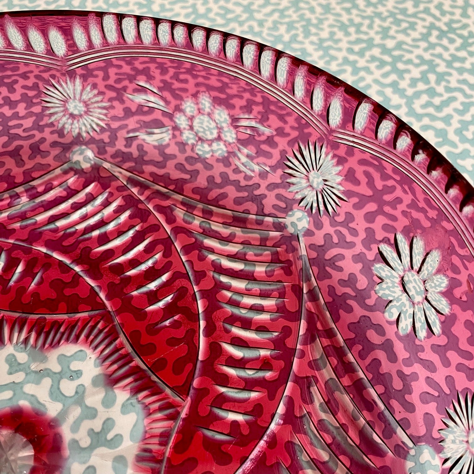 Pretty Pink Cut Glass Bowl  F155