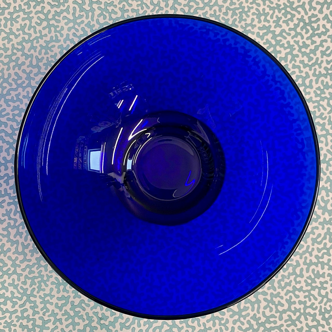 Cobalt Blue Glass Bowl with Silver Plated Pedestal Base  R93