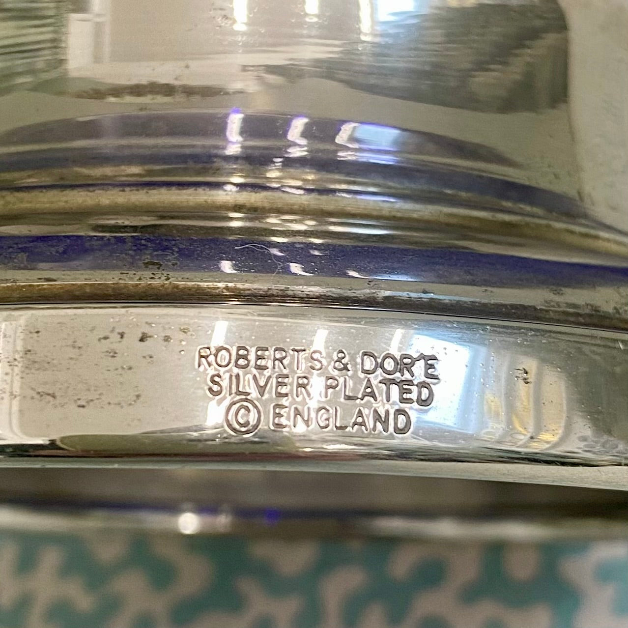 Cobalt Blue Glass Bowl with Silver Plated Pedestal Base  R93