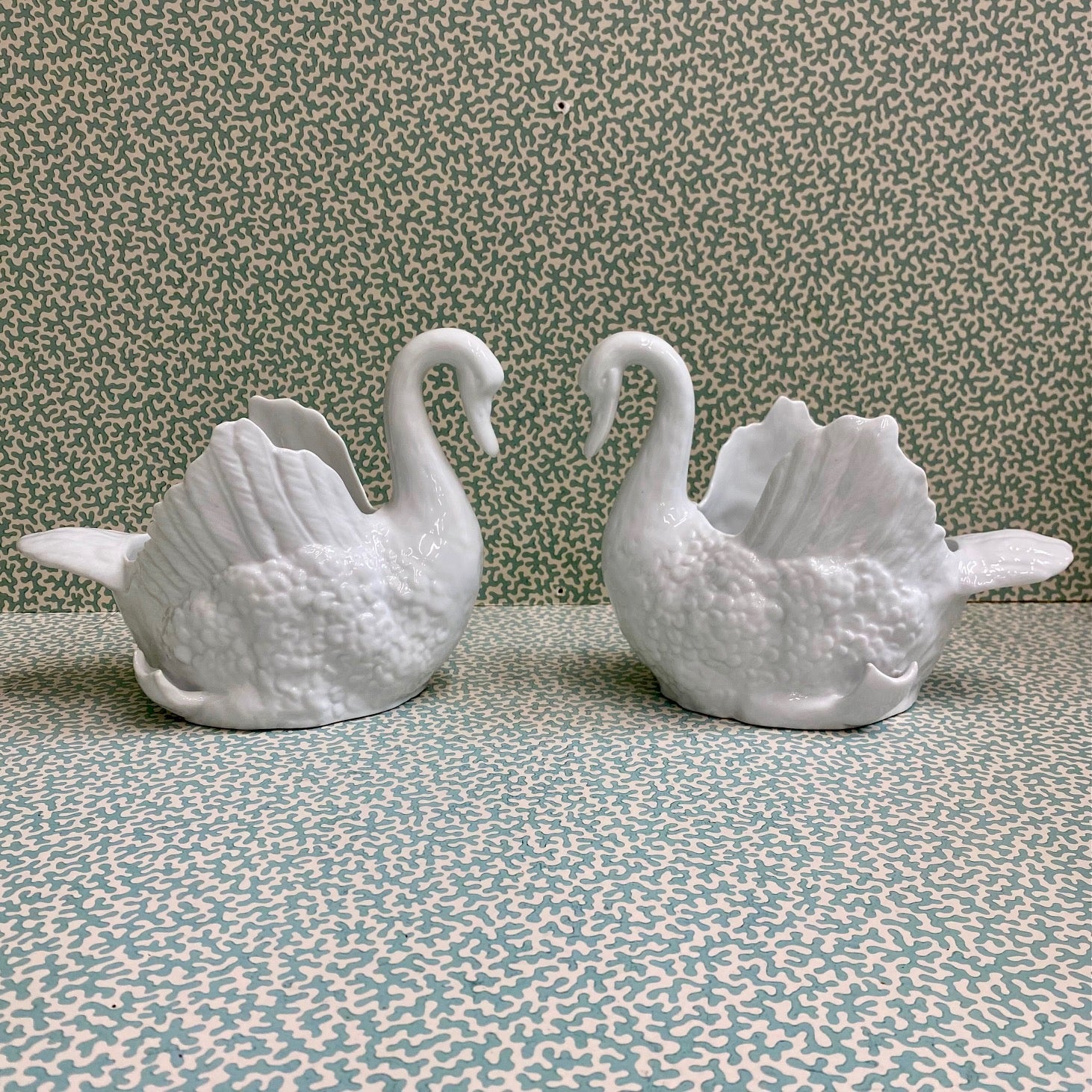Pair Swan Vases or Planters  C125