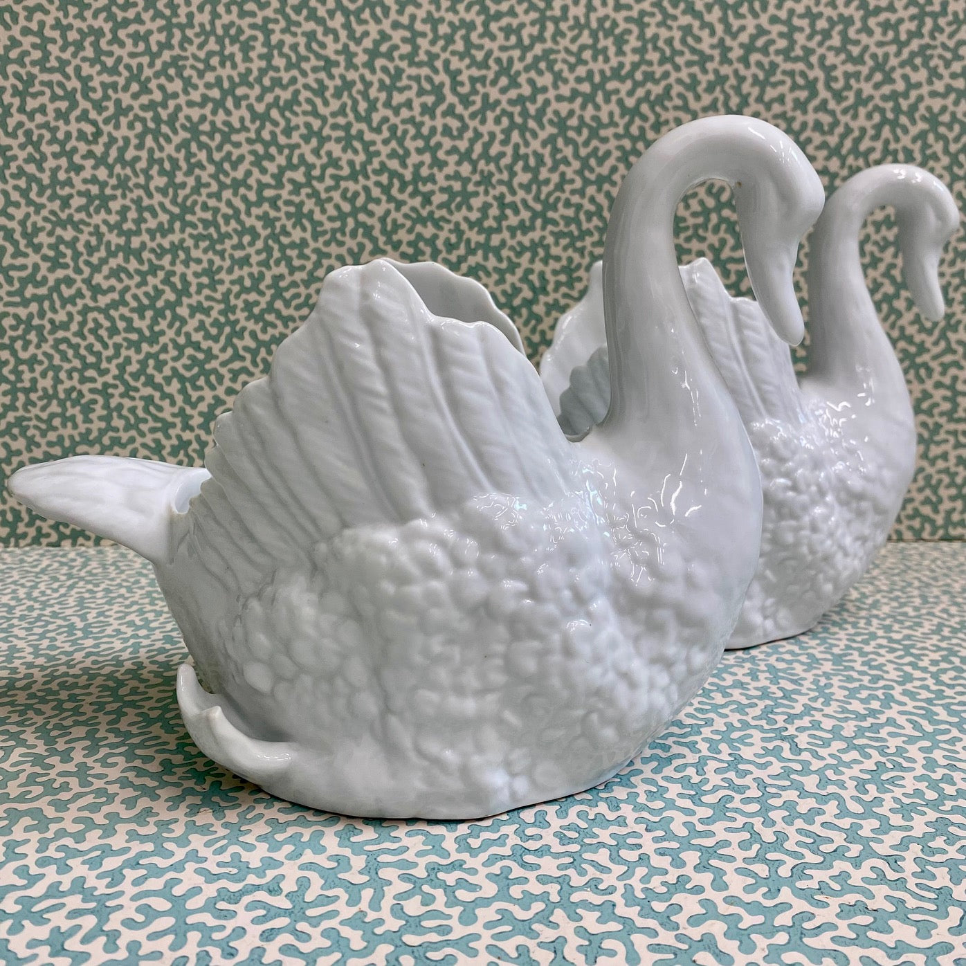 Pair Swan Vases or Planters  C125