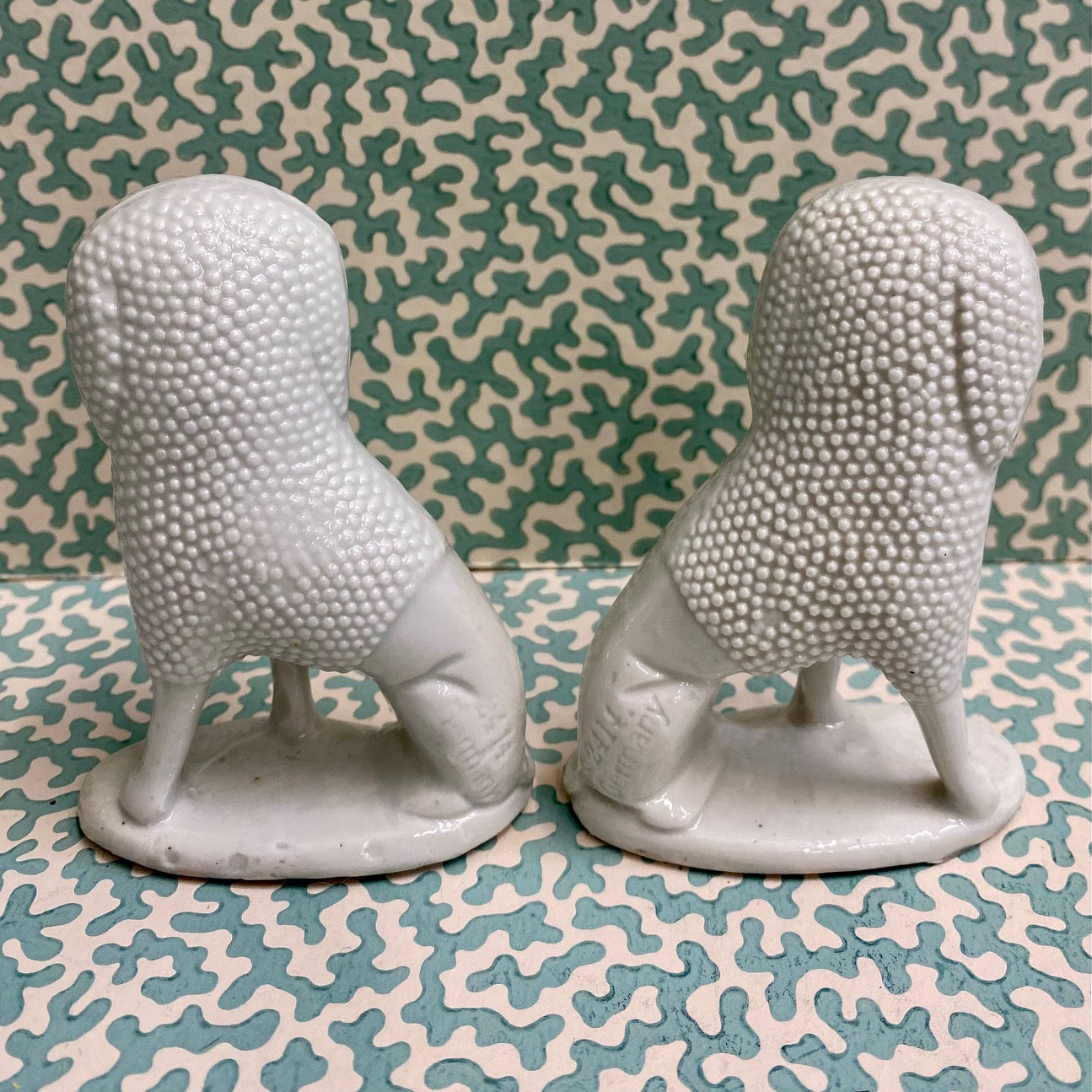 Pair Mini Victorian Staffordshire Poodle Figurines  Y65