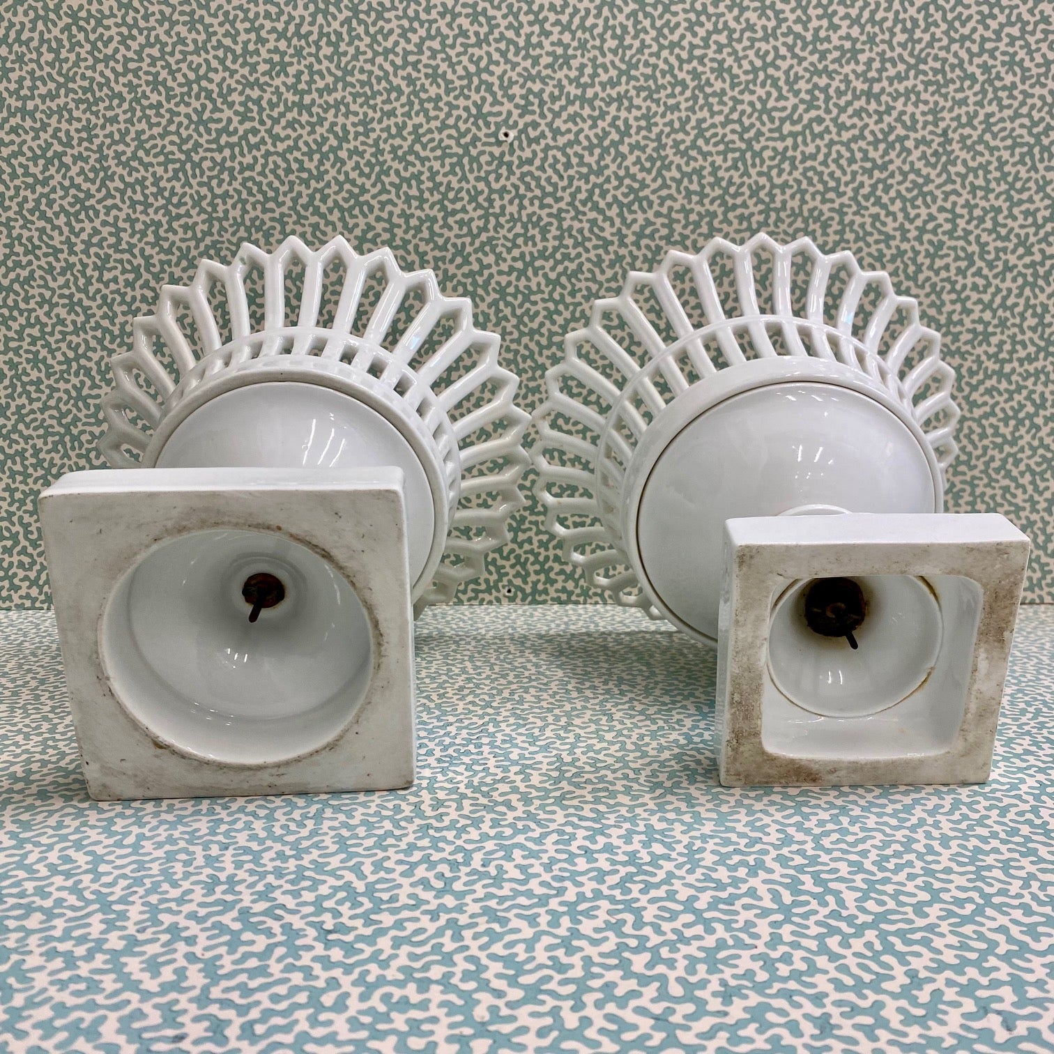 Matched Pair French Lattice Planters  E134