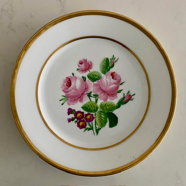 Antique Hand Painted Floral Plate Display