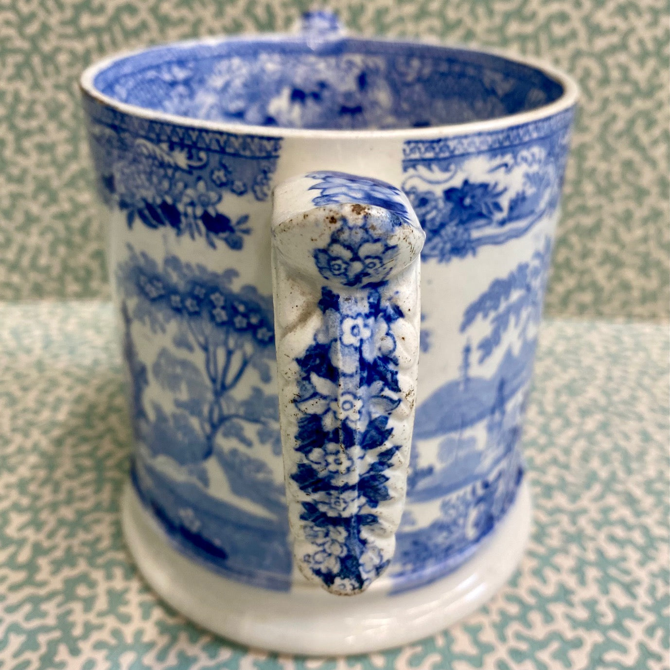 Large Blue & White Double Handled Loving Mug B106