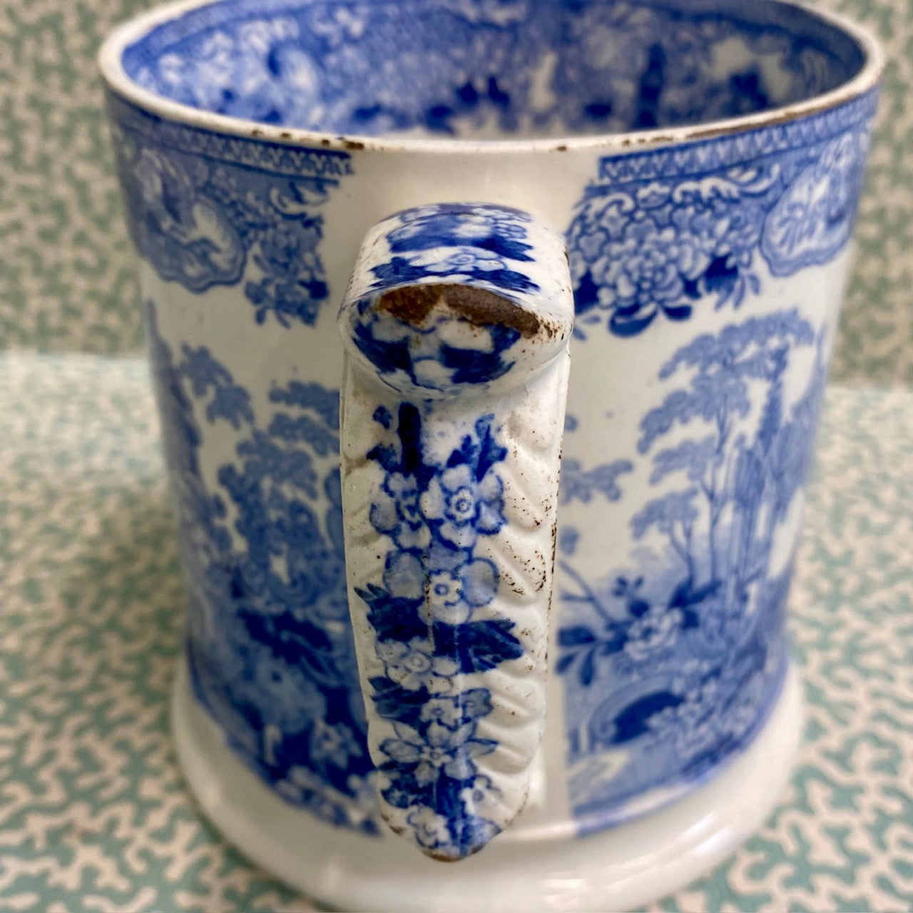 Large Blue & White Double Handled Loving Mug B106