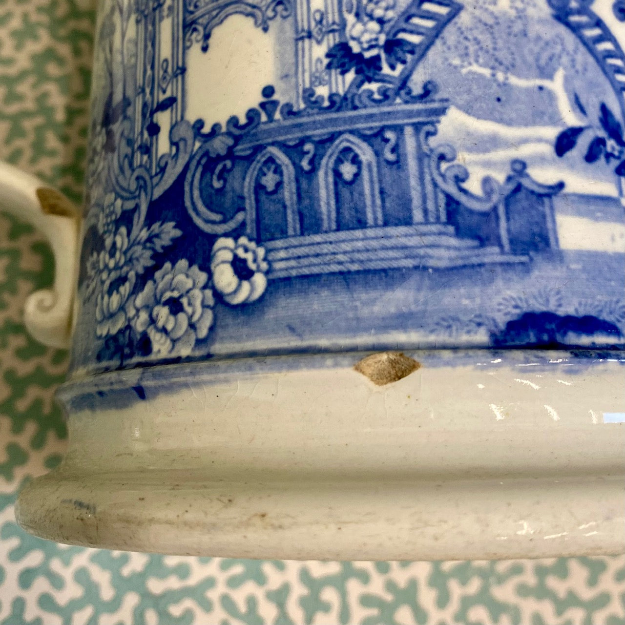 Large Blue & White Double Handled Loving Mug B106