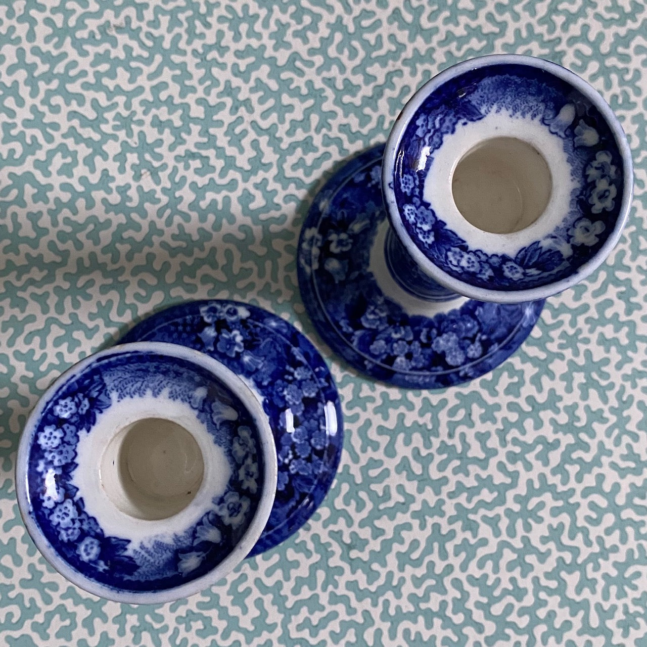 Pair Wedgwood Blue & White Candlesticks  Z75