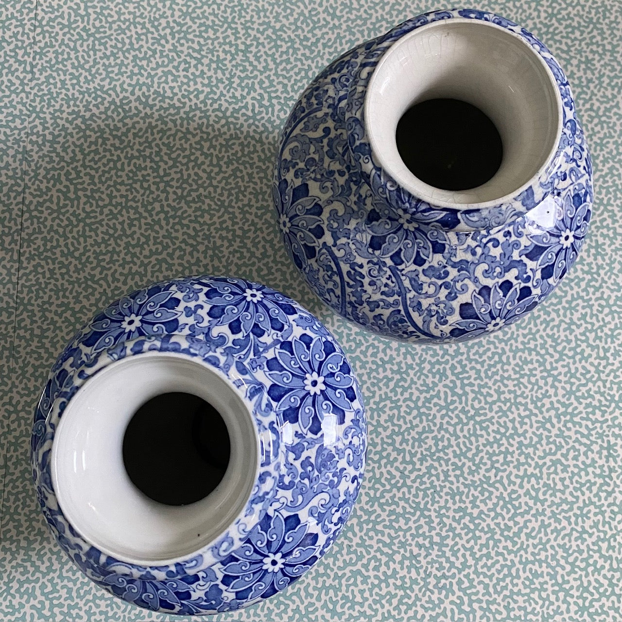 Large Pair Blue and White Wood & Sons Chung Vases  F185