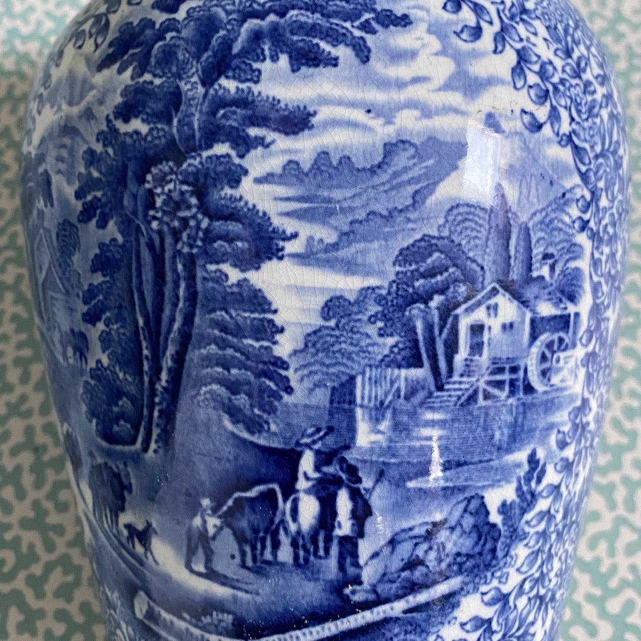 Pair Fenton Blue & White Vases  G147