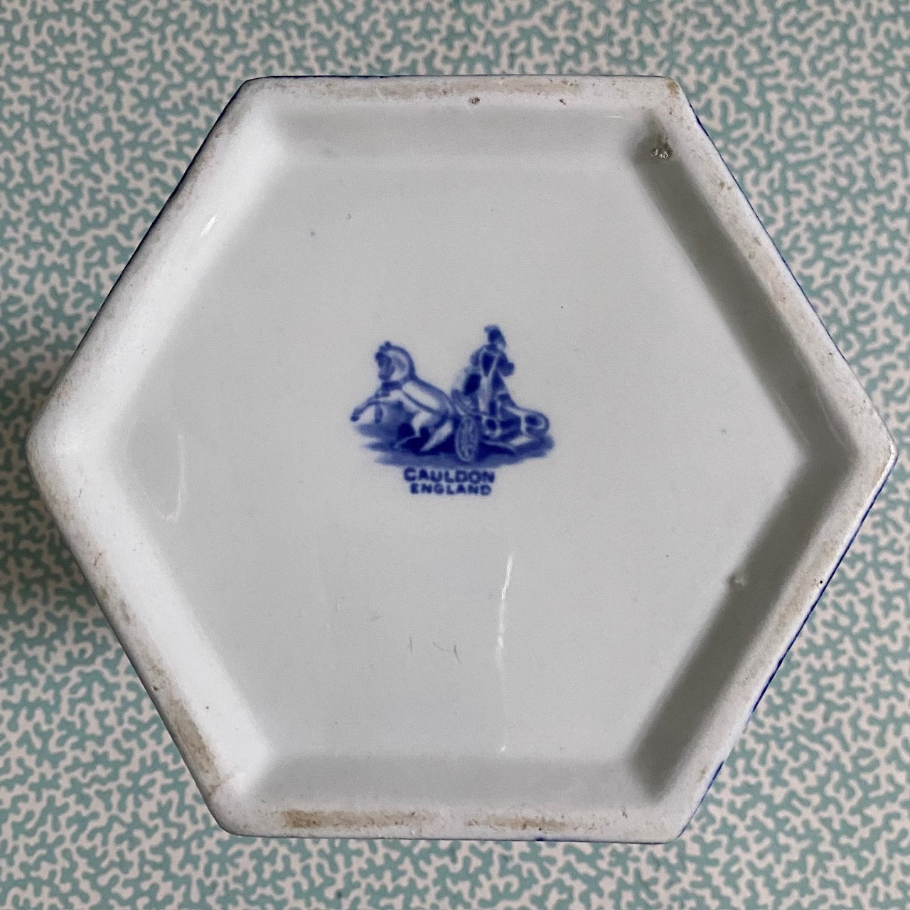 Large Hexagonal Blue & White Cauldon Vase  R94