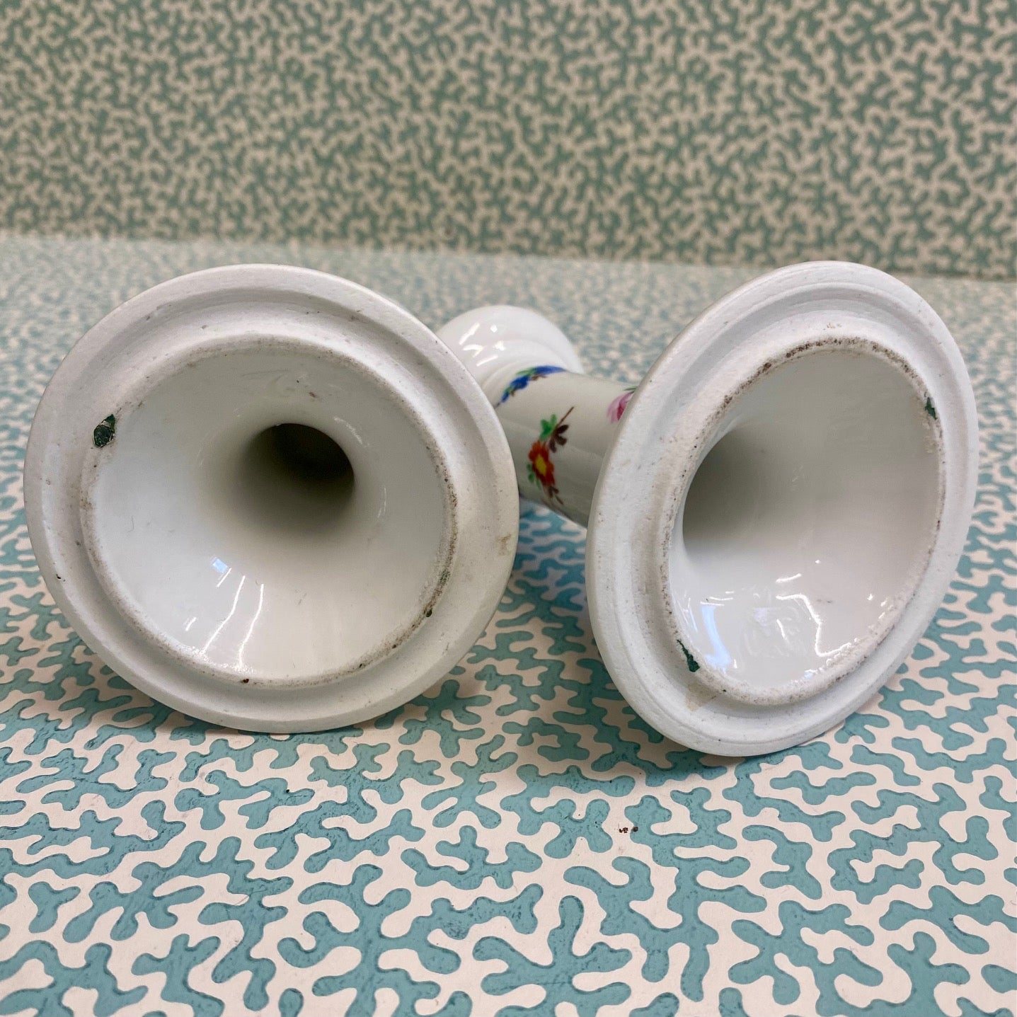 Pair Small Floral Candlesticks Z25
