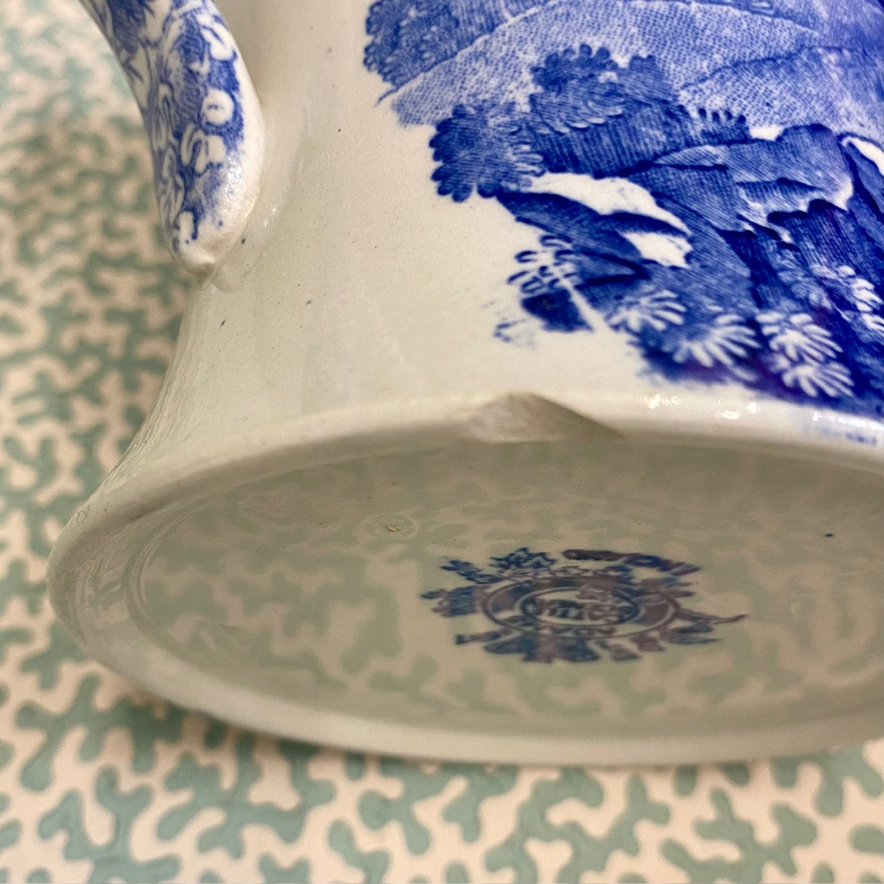 Pair Large Blue & White Adams Cattle Scenery Mugs  G148