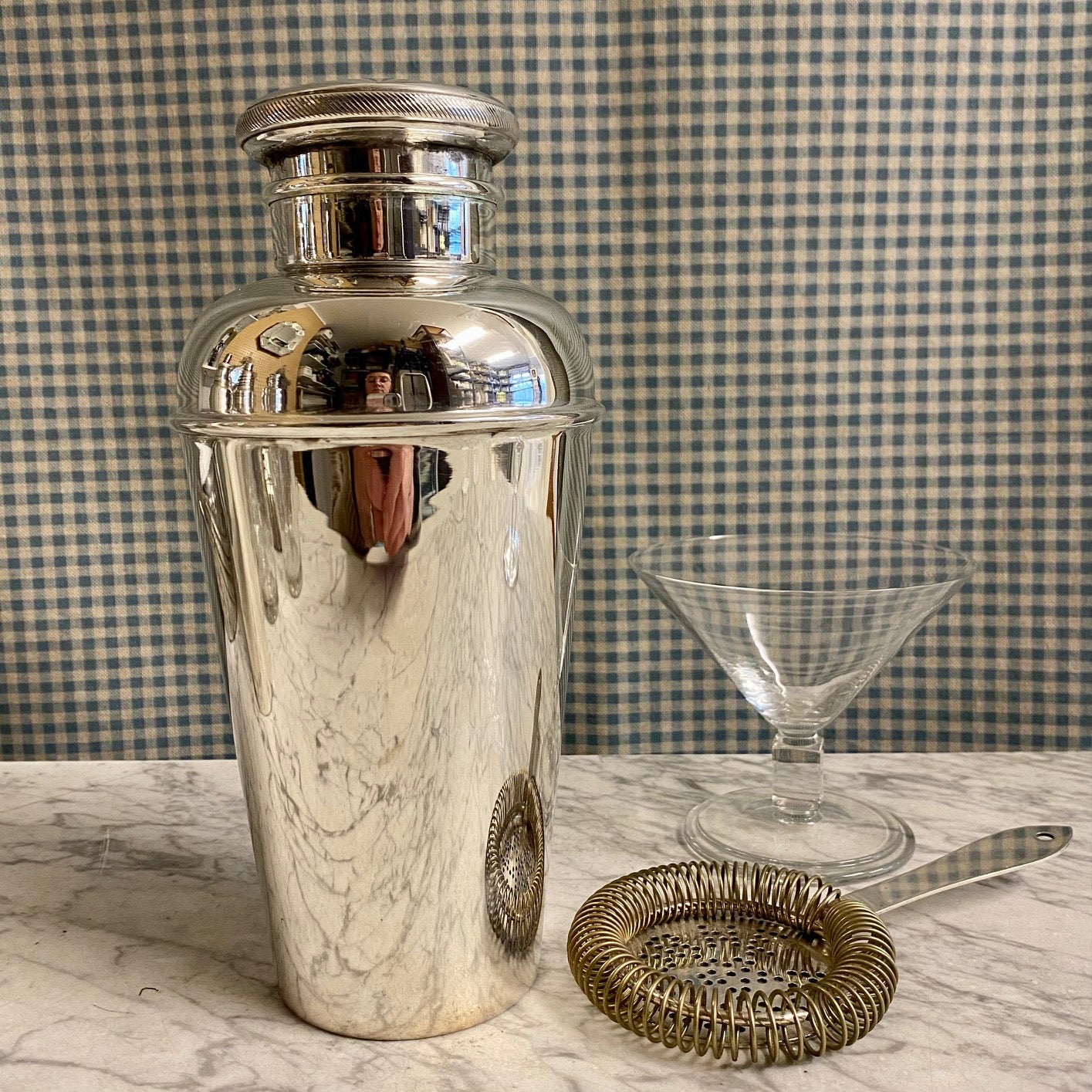 X52 FABULOUS ART DECO 1920’S LARGE SILVER PLATED COCKTAIL SHAKER