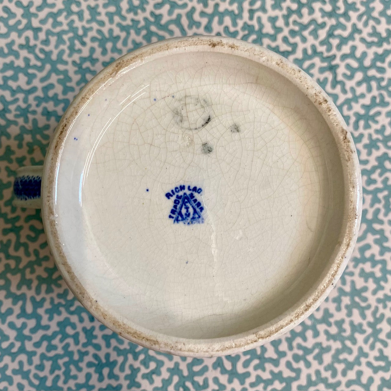 Large Blue & White Pearlware Pottery 5" Imperial Measure Pint Mug  G144