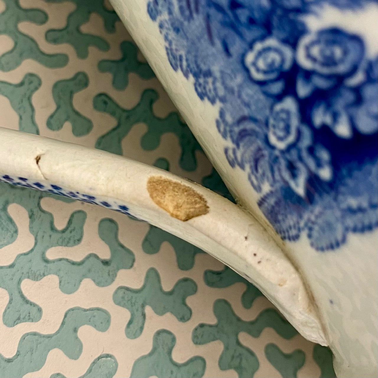 Large Blue & White Pearlware Pottery 5" Imperial Measure Pint Mug  G144