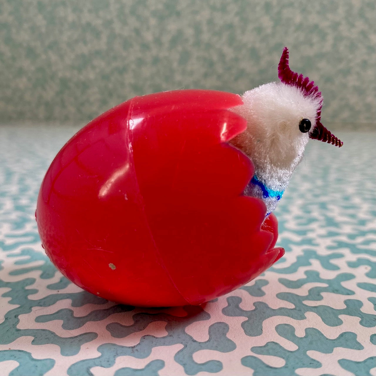 1970's Chenille Birds 'Chicks' In Eggs Set of 12