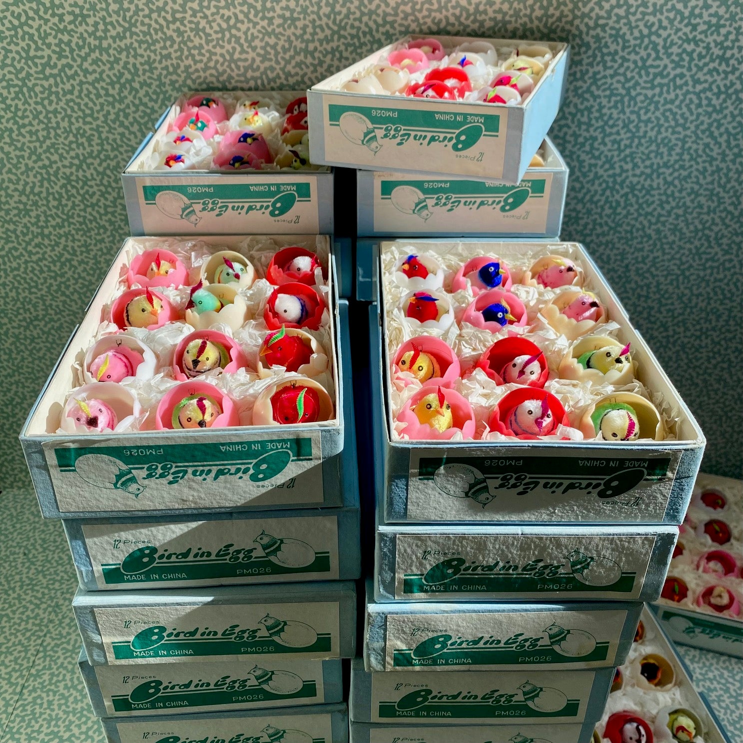 1970's Chenille Birds 'Chicks' In Eggs Set of 12