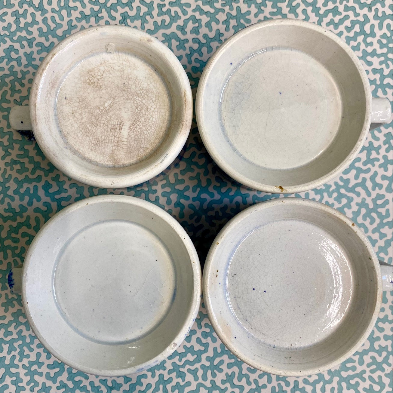 Set Four 19th Century Blue & White Mugs  Z42