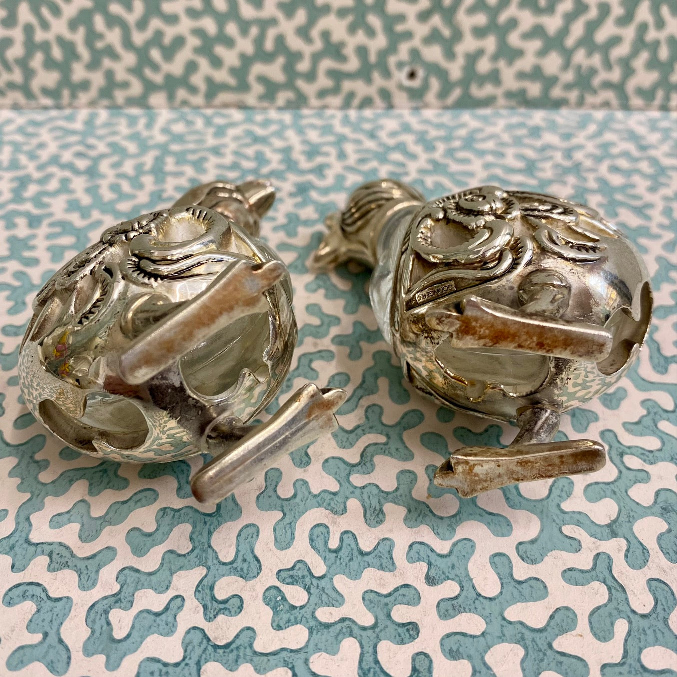 Pair Godinger Silver and Crystal Salt & Pepper Shaker Chicks  R59