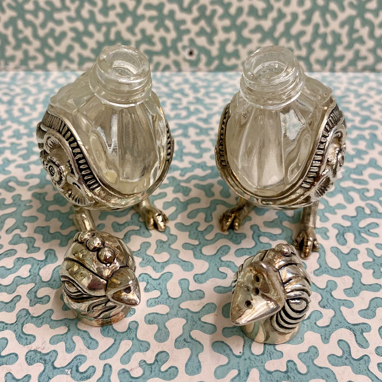Pair Godinger Silver and Crystal Salt & Pepper Shaker Chicks  R59