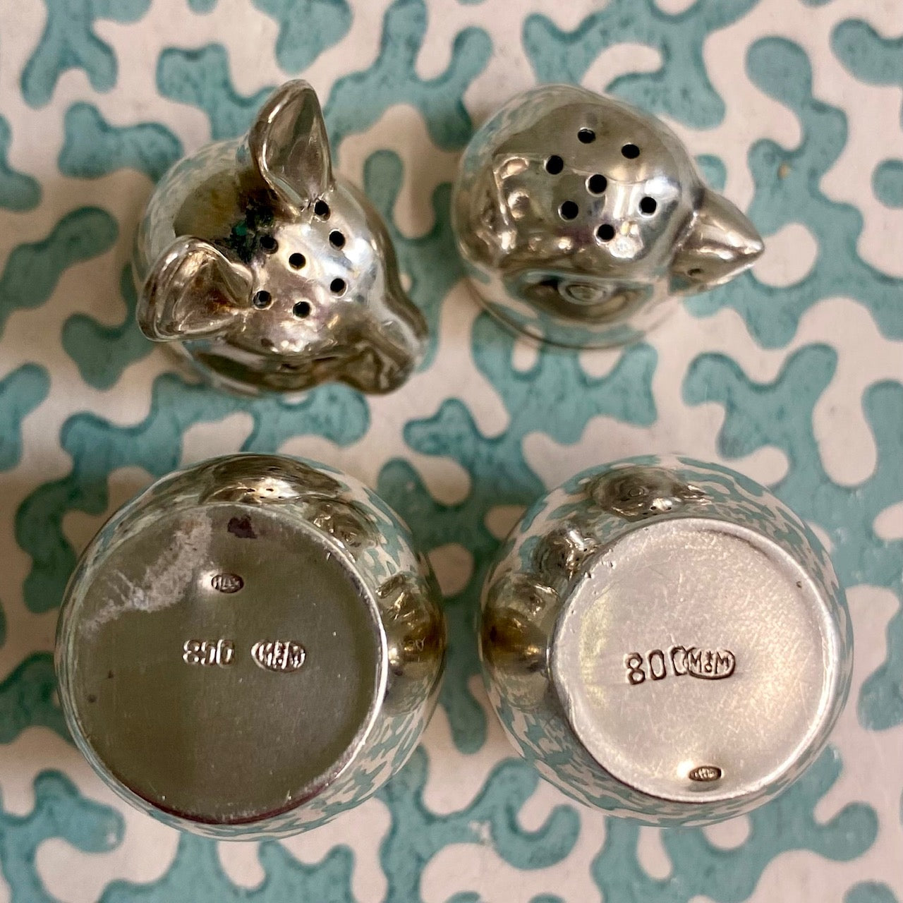 Pair French Sterling Silver Salt & Pepper Shakers  P66