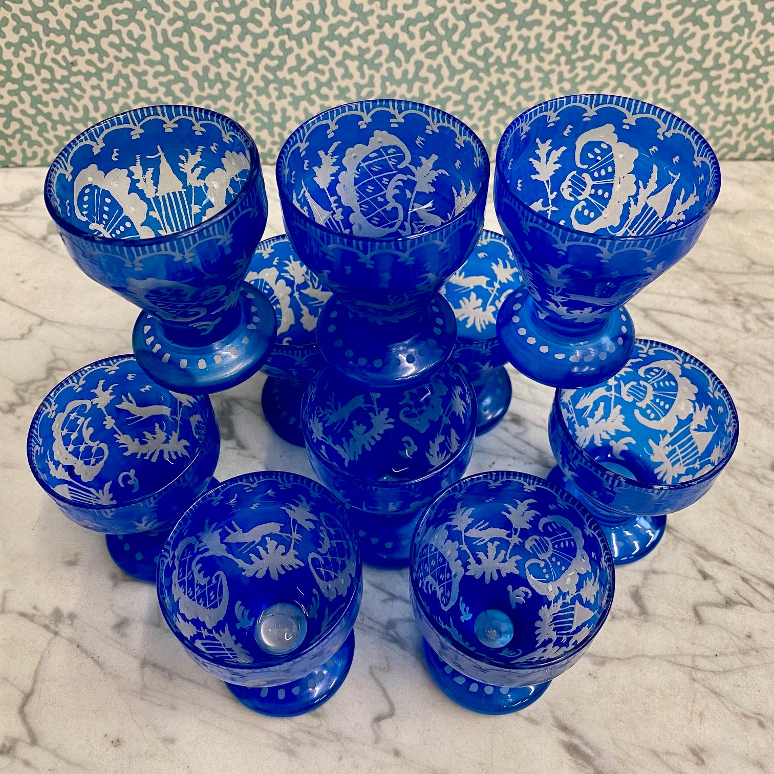 Set 11 Bohemian Blue Shot Glasses  Z82
