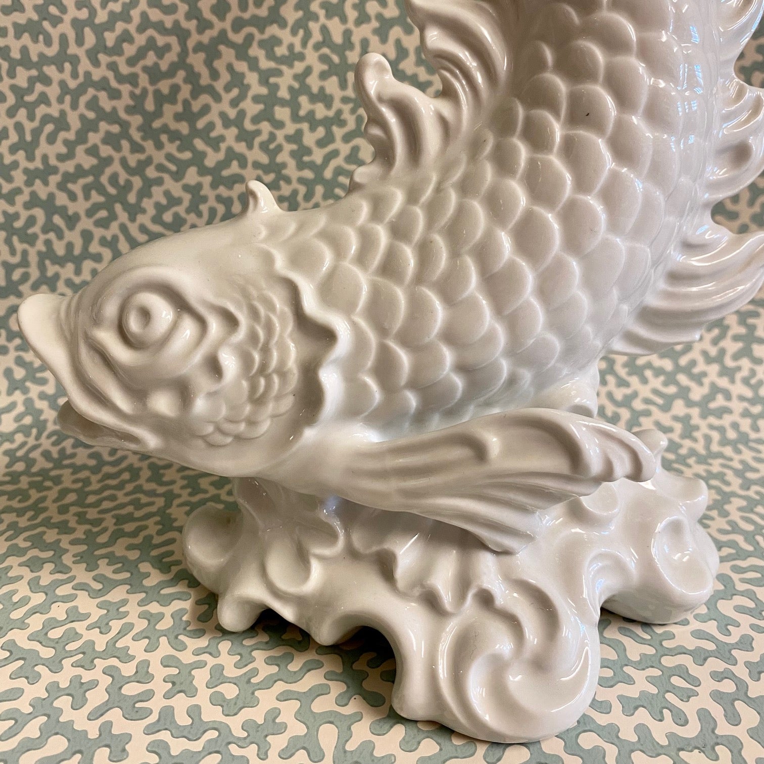 BEAUTIFUL PAIR DRESDEN WHITE PORCELAIN FISH