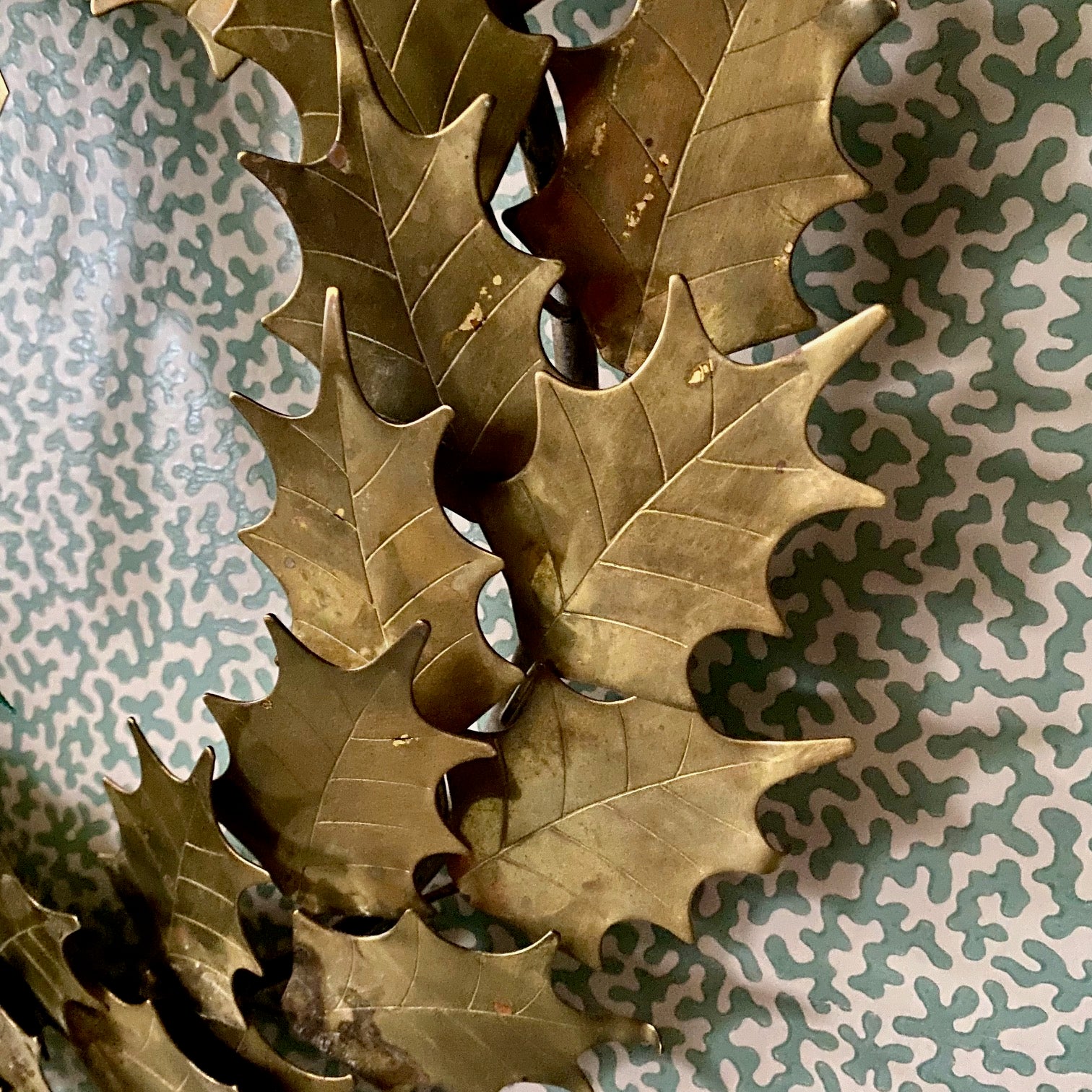 Vintage Brass Holly Wreath