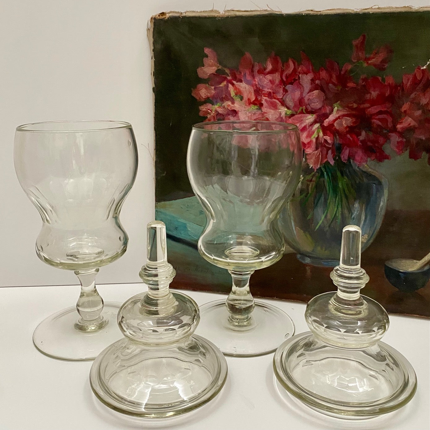 Pair French Glass Apothecary Jars  Q94