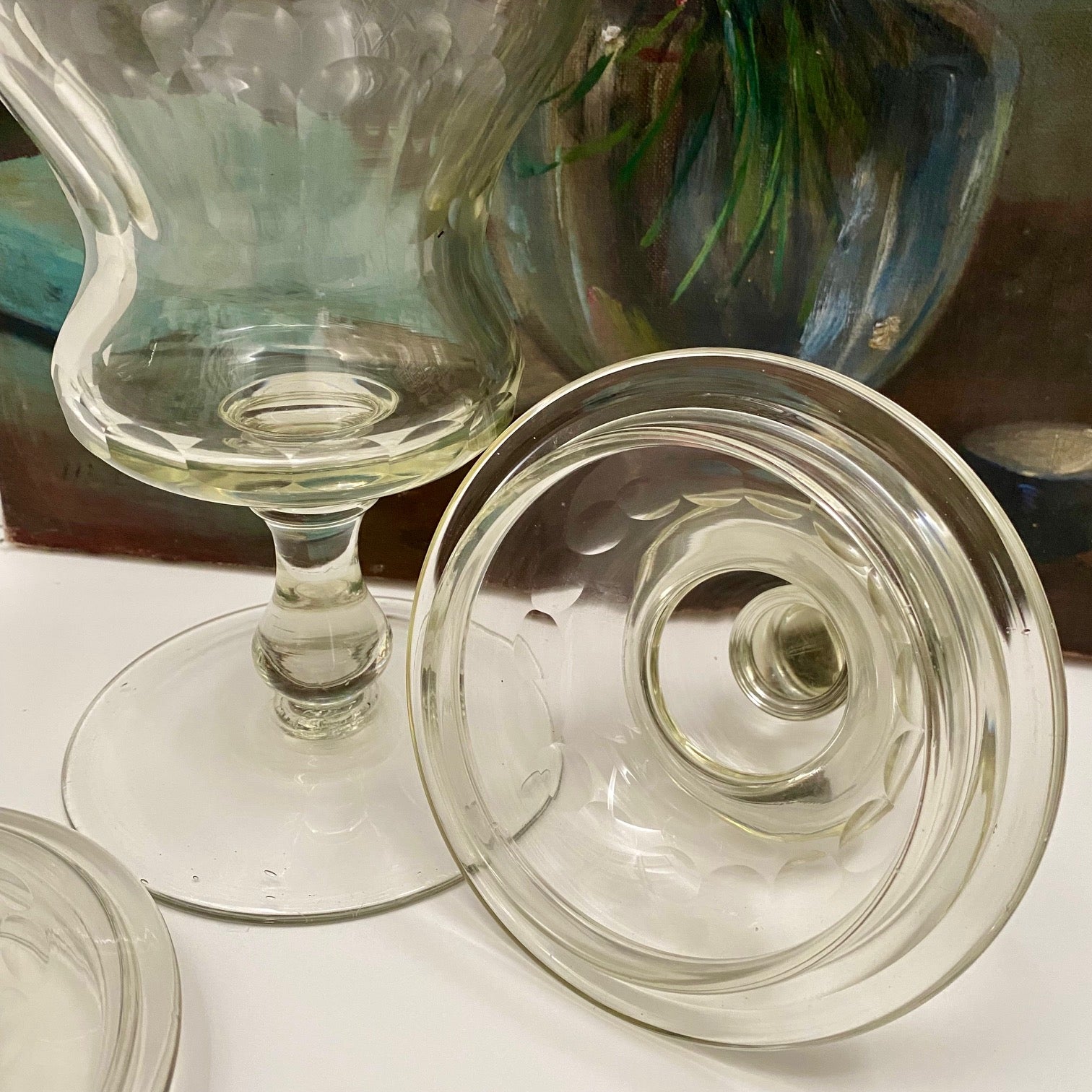 Pair French Glass Apothecary Jars  Q94