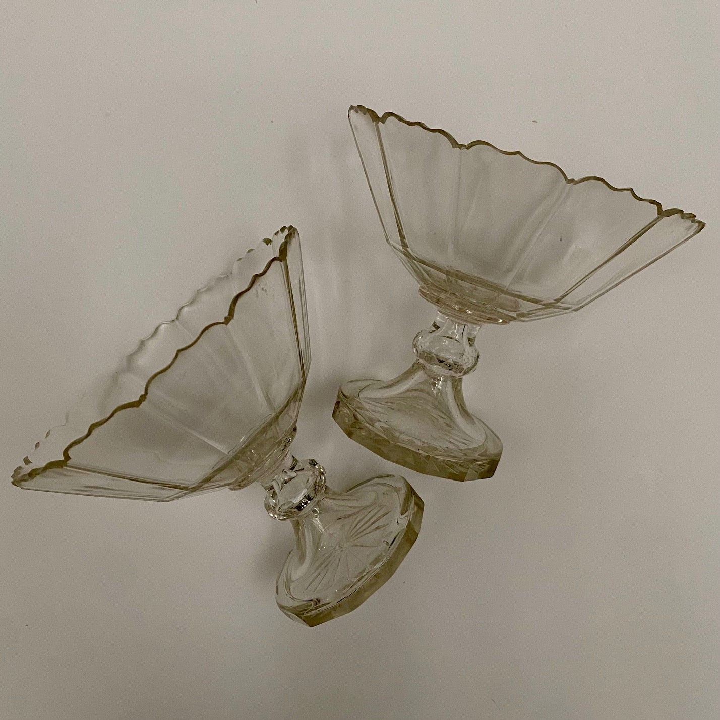 Pair French Glass Bon Bon Dishes  720