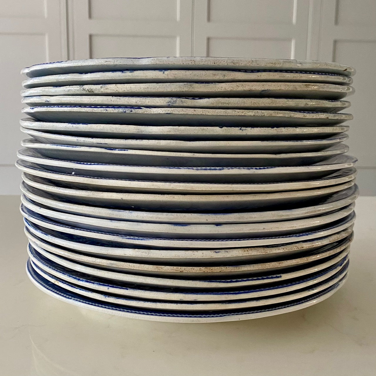 Fabulous Set 20 Wild Rose Staffordshire Blue & White Plates  G163